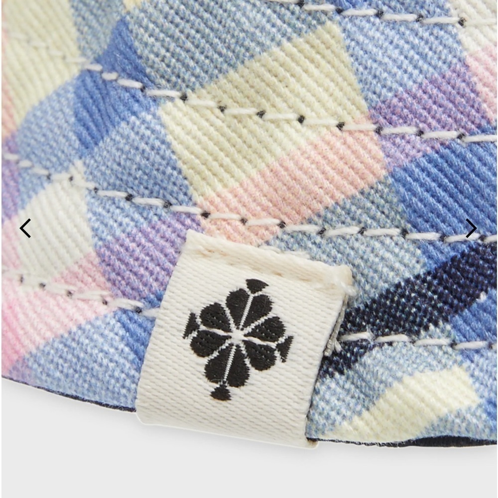 🆕kate spade new york♠️ Reversible Garden Plaid Cotton Bucket Hat::Sapphire Blue - Picture 3 of 5